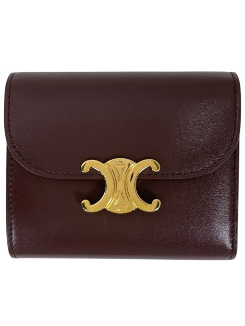 Celine Trifold Wallet Triomphe Leather Brown